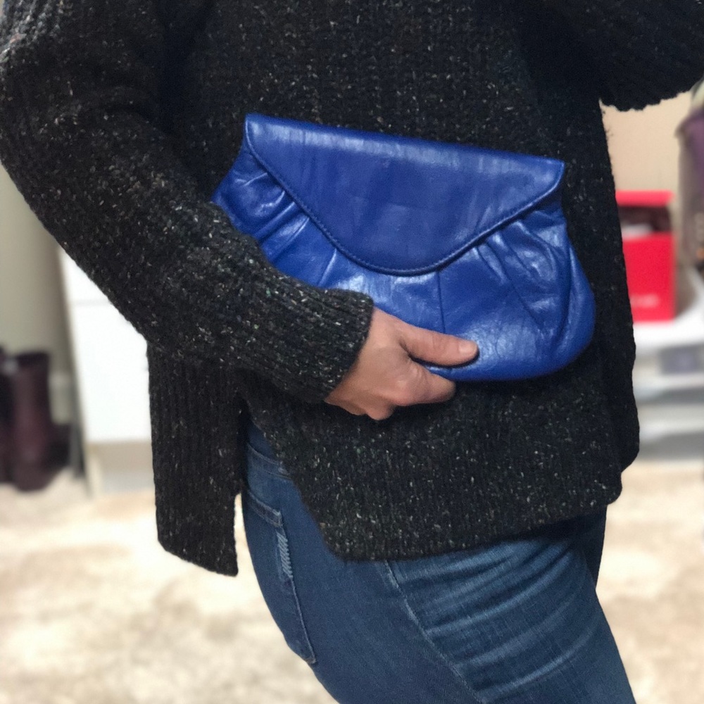 Lauren Merkin Cobalt Clutch With Dustbag